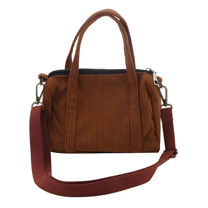 Sac à main camel en velours côtelé avec poignées et bandoulière., 46193960124640,46193960157408,46193960190176,46193960222944