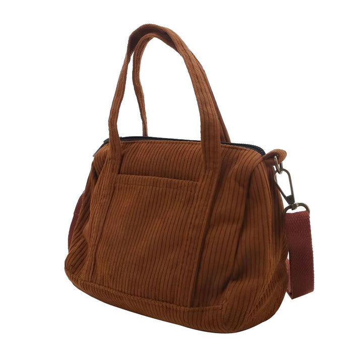 Sac marron en velours côtelé avec anses et bandoulière, 46193960124640,46193960157408,46193960190176,46193960222944
