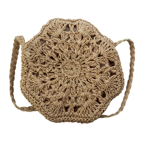 Sac rond en paille beige avec motif tressé, 46193946034400,46193946067168
