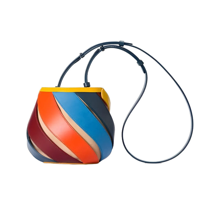 Sac à main multicolore en lanières de cuir superposées avec bandoulière fine, 46193872994528,46193873027296,46193873060064,46193873092832