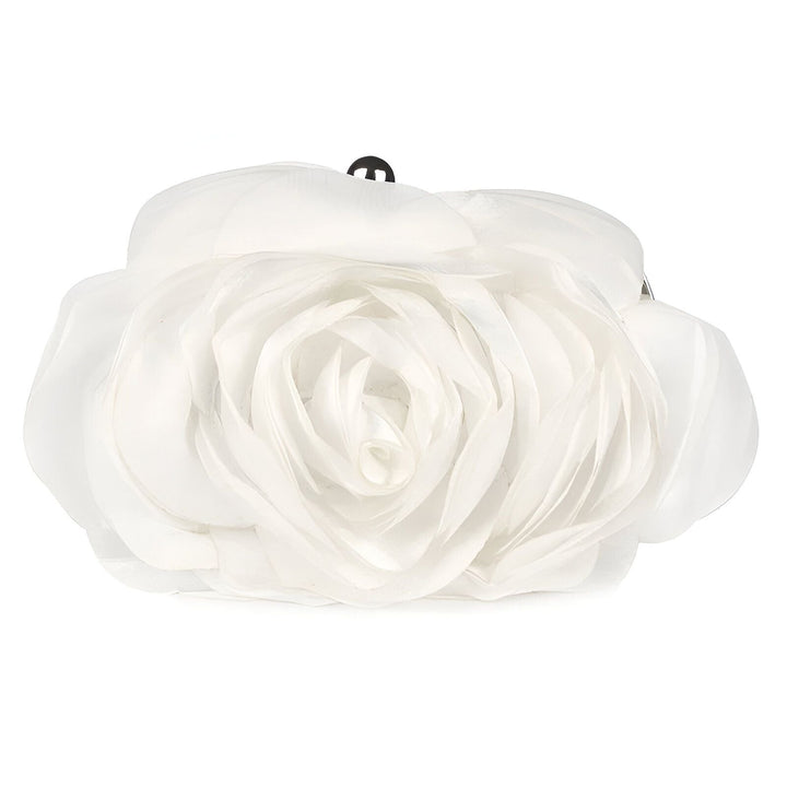 Sac pochette blanc en forme de grande fleur, accessoire élégant pour soirée., 46193926209760,46193926242528,46193926275296,46193926308064,46193926340832,46193926373600,46193926406368