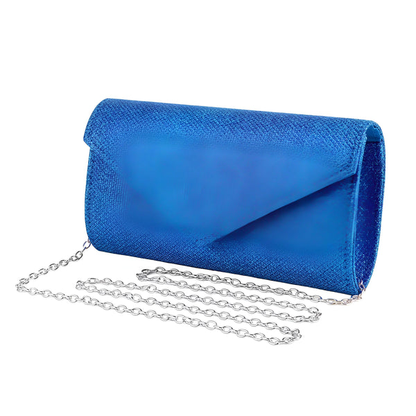 Sac pochette bleu pailleté avec bandoulière chaîne métallique., 46194029002976,46194029035744,46194029068512,46194029101280,46194029134048