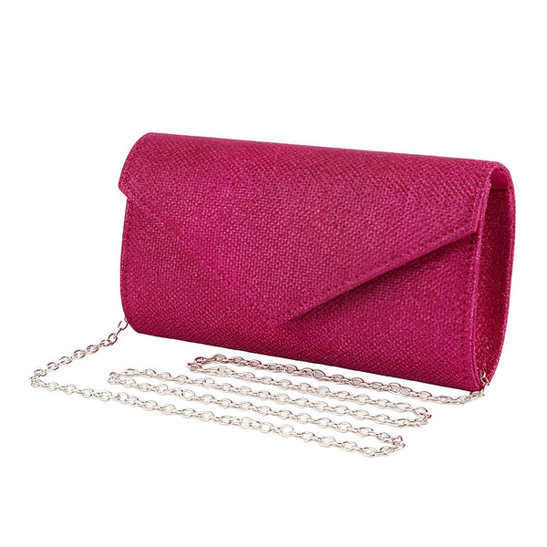 Sac pochette rose fuchsia texturé avec chaîne argentée., 46194029002976,46194029035744,46194029068512,46194029101280,46194029134048
