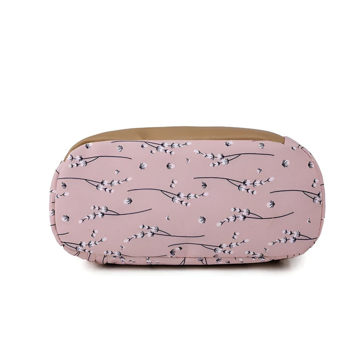 Dessous de sac rose à motifs fleurs blanches et branches, partie supérieure beige., 46193997971680,46193998004448,46193998037216,46193998069984