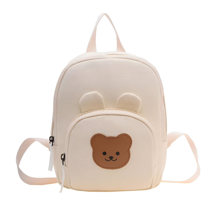 Sac à dos enfant blanc avec oreilles d'ours et patch visage d'ours., 46193975787744,46193975820512,46193975853280,46193975886048