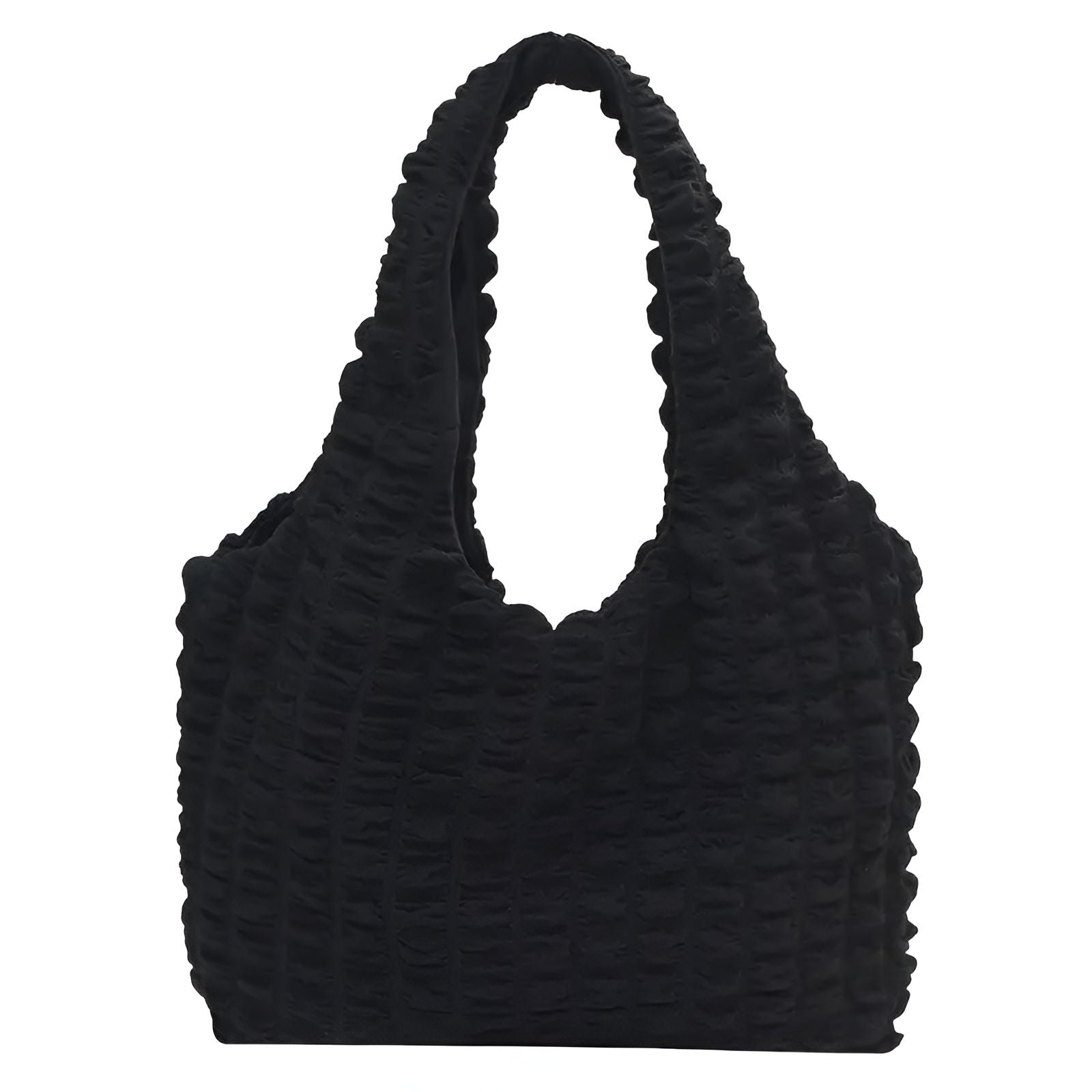 Sac à main noir plissé.