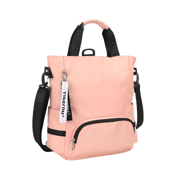 Sac rose convertible TIGERNU avec poignées, bandoulière et poche zippée avant., 46193876205792,46193876238560,46193876271328