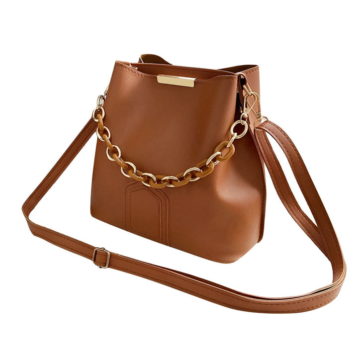 Sac bandoulière marron style seau avec chaîne décorative, 46193874272480,46193874305248,46193874338016,46193874370784,46193874403552,46193874436320
