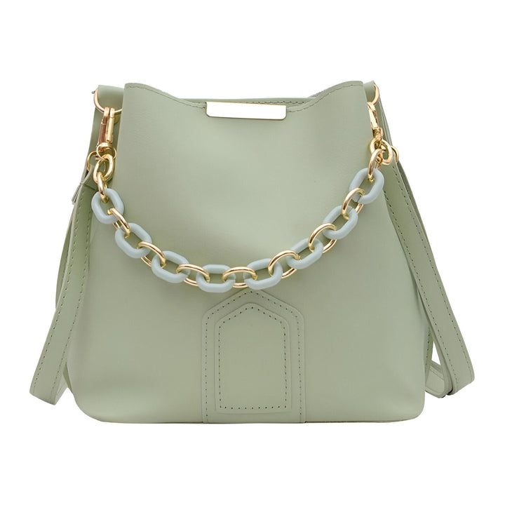 Sac à main bandoulière vert sauge avec anse chaîne or et bleu, 46193874272480,46193874305248,46193874338016,46193874370784,46193874403552,46193874436320