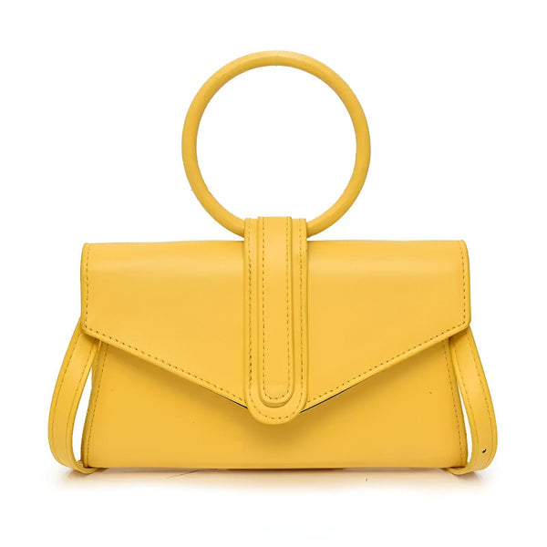 Sac à main jaune avec poignée ronde et rabat., 46193958748384,46193958813920,46193958846688,46193958879456,46193958912224,46193958944992