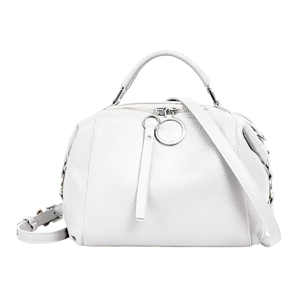Sac à main blanc en cuir grainé avec poignées et bandoulière, 46193847599328,46193847632096,46193847664864,46193847697632,46193847730400