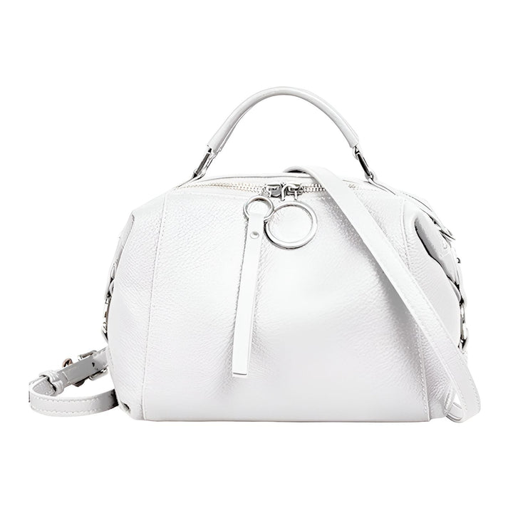 Sac à main blanc en cuir grainé avec poignées et bandoulière, 46193847599328,46193847632096,46193847664864,46193847697632,46193847730400