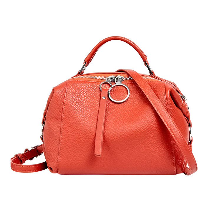 Sac à main en cuir orange avec bandoulière et poignées, 46193847599328,46193847632096,46193847664864,46193847697632,46193847730400