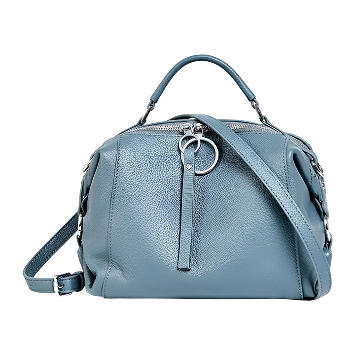 Sac à main bleu cuir texturé, anse et bandoulière., 46193847599328,46193847632096,46193847664864,46193847697632,46193847730400