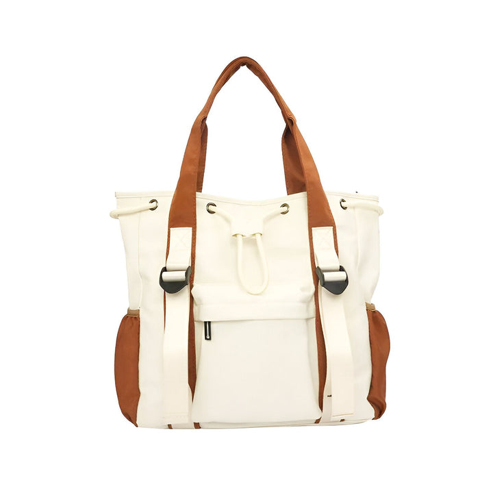 Sac fourre-tout convertible sac à dos crème avec bretelles marron, 46193874927840,46193874960608