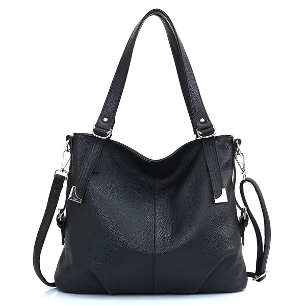 Sac à main noir en cuir grainé avec poignées et bandoulière amovible., 46193843765472,46193843798240,46193843831008,46193843863776,46193843896544,46193843929312,46193843962080