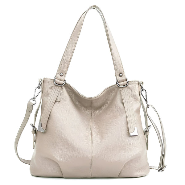 Sac à main en cuir beige clair avec deux anses et une bandoulière., 46193843765472,46193843798240,46193843831008,46193843863776,46193843896544,46193843929312,46193843962080