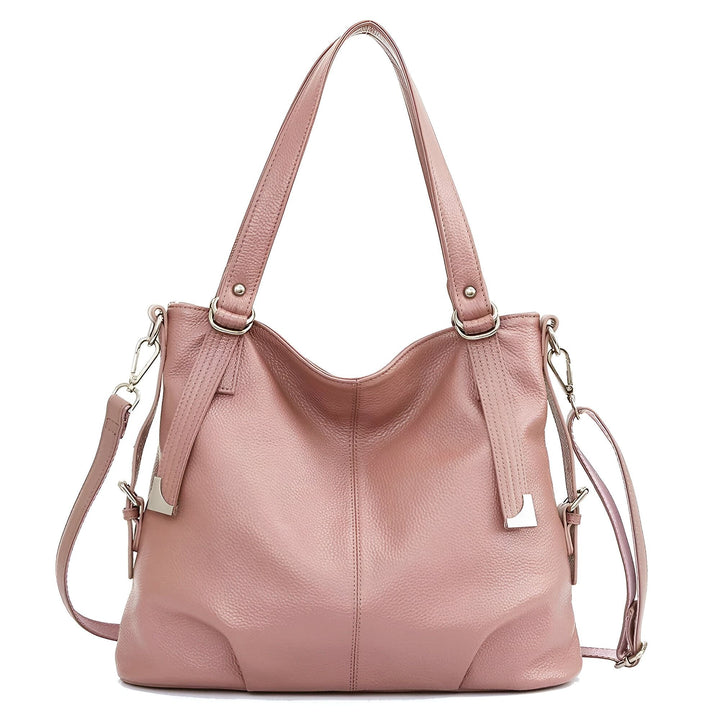 Sac à main rose en cuir avec deux poignées et une bandoulière amovible., 46193843765472,46193843798240,46193843831008,46193843863776,46193843896544,46193843929312,46193843962080