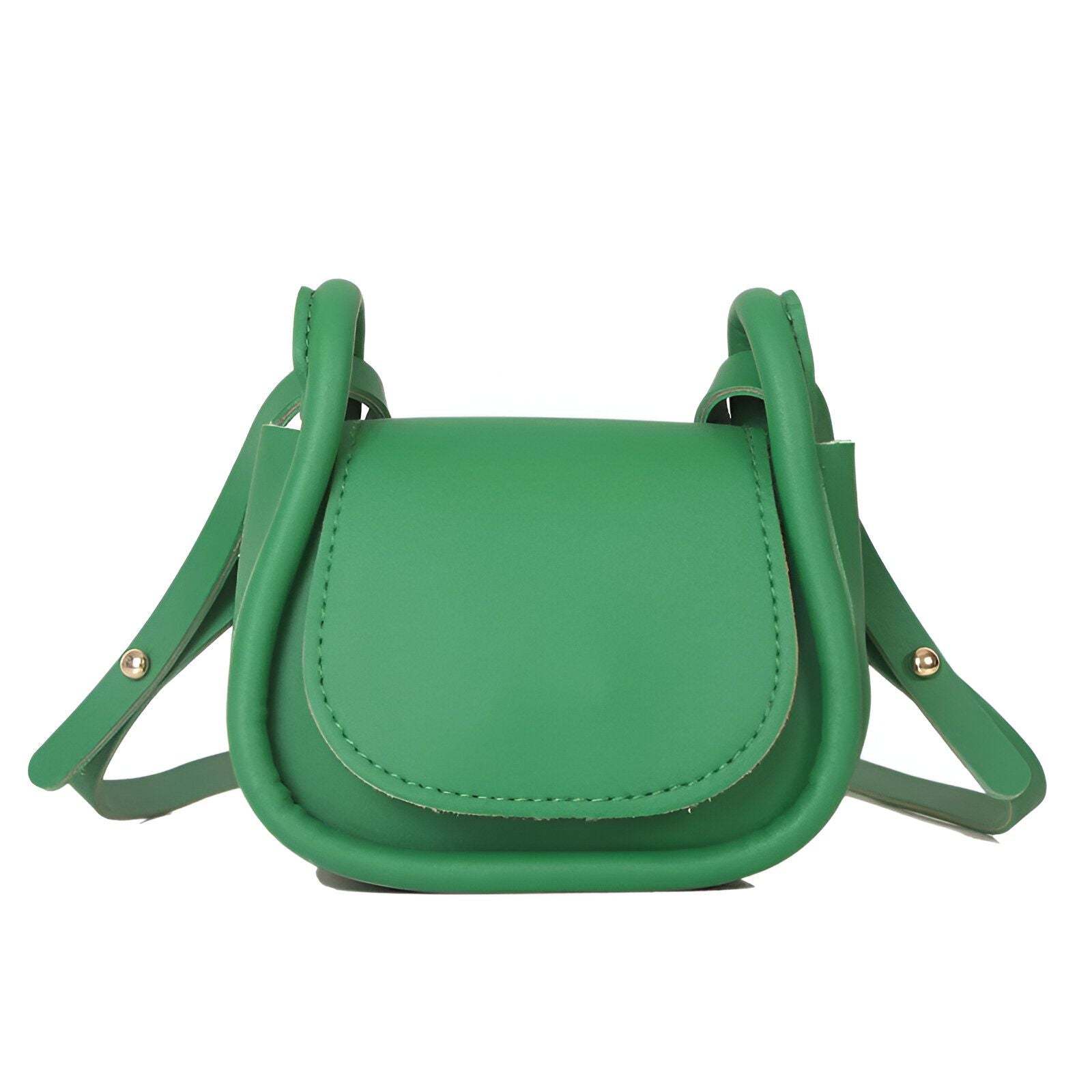 Un petit sac à main vert en cuir.