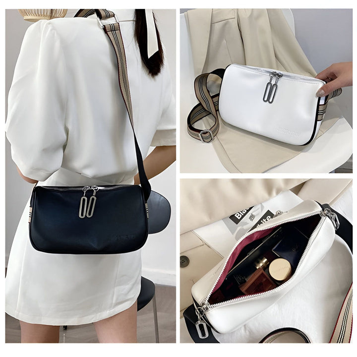 Sacs bandoulière noir et blanc avec sangle rayée, 46266441433312,46266441466080,46266441498848