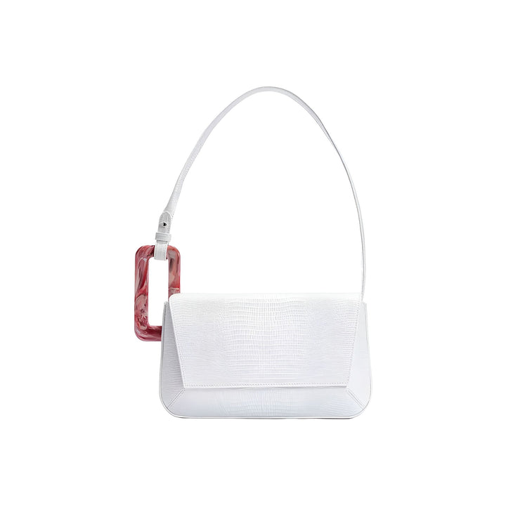 Sac blanc texturé style croco, avec charm marbré rose, 46193873715424,46193873748192,46193873780960,46193873813728,46193873846496