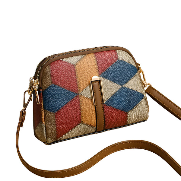 Sac bandoulière patchwork cuir texturé rouge bleu orange gris, 46194026021088,46194026053856
