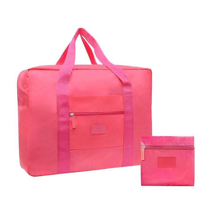 Sac de voyage rose pliable et sa pochette., 46193919852768,46193919885536,46193919918304,46193919951072,46193919983840