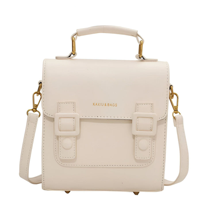 Sac à main blanc KAXIU avec anse, bandoulière et boucles décoratives dorées., 46194003312864,46194003345632,46194003378400,46194003411168
