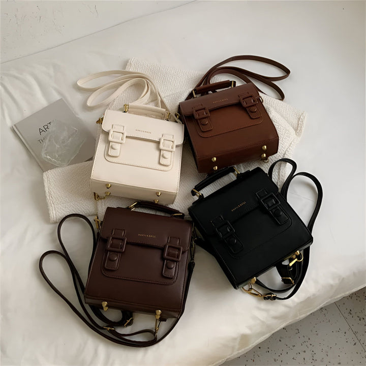 Quatre sacs bandoulière carrés blanc, marron, noir, bordeaux, 46194003312864,46194003345632,46194003378400,46194003411168