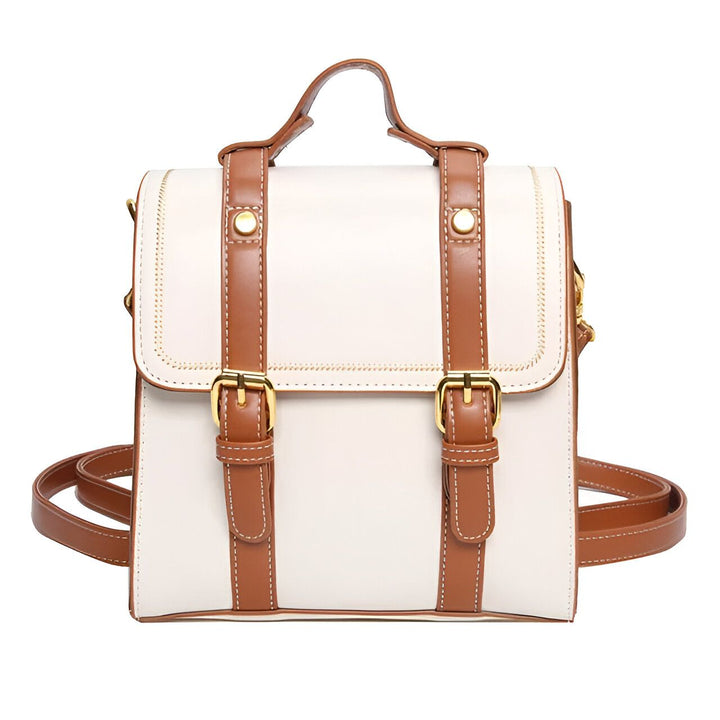 Sac à dos blanc et marron avec boucles, 46193899569376,46193899602144,46193899634912
