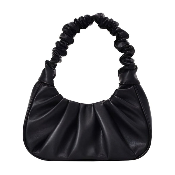 Sac à main noir plissé avec anse froncée, 46193963401440,46193963434208,46193963466976,46193963499744,46193963532512