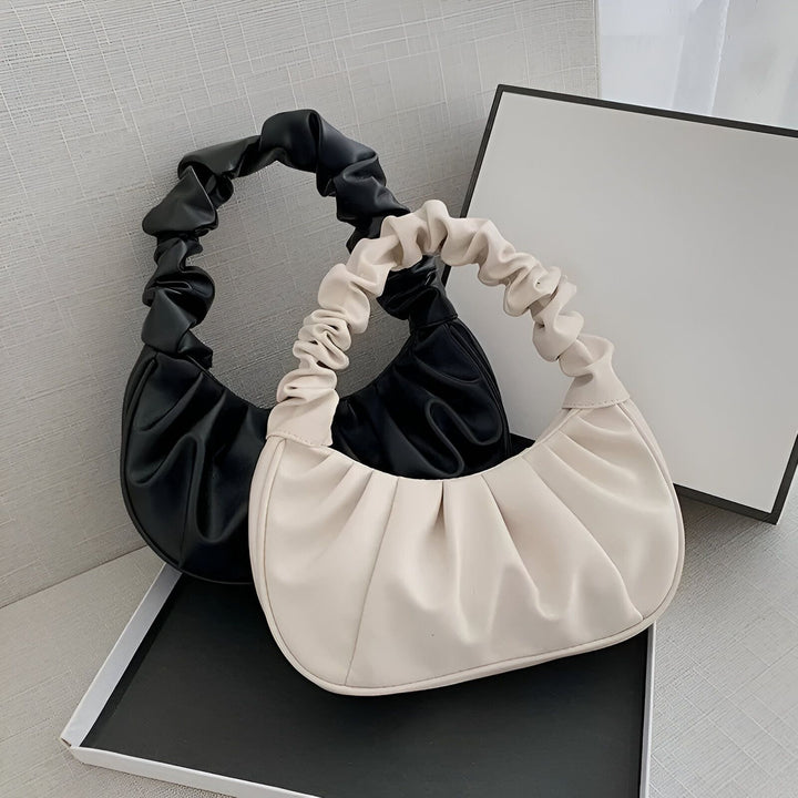 Deux sacs noirs et crème, poignée froncée, 46193963401440,46193963434208,46193963466976,46193963499744,46193963532512