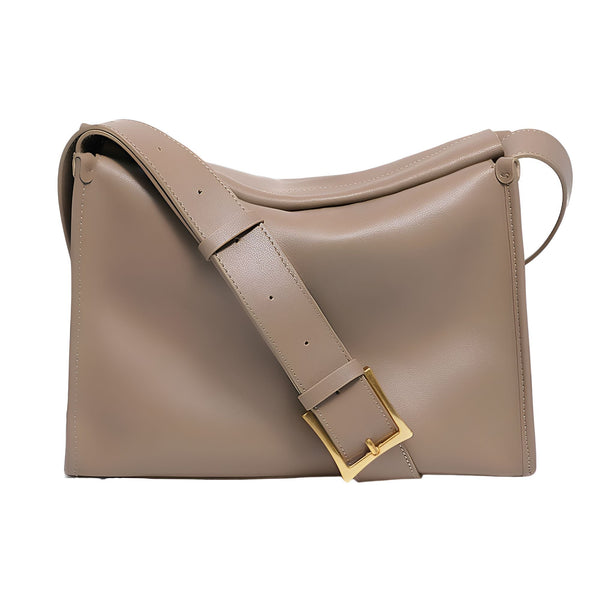 Sac bandoulière taupe avec large sangle et boucle dorée, 46193858380000,46193858412768,46193858445536