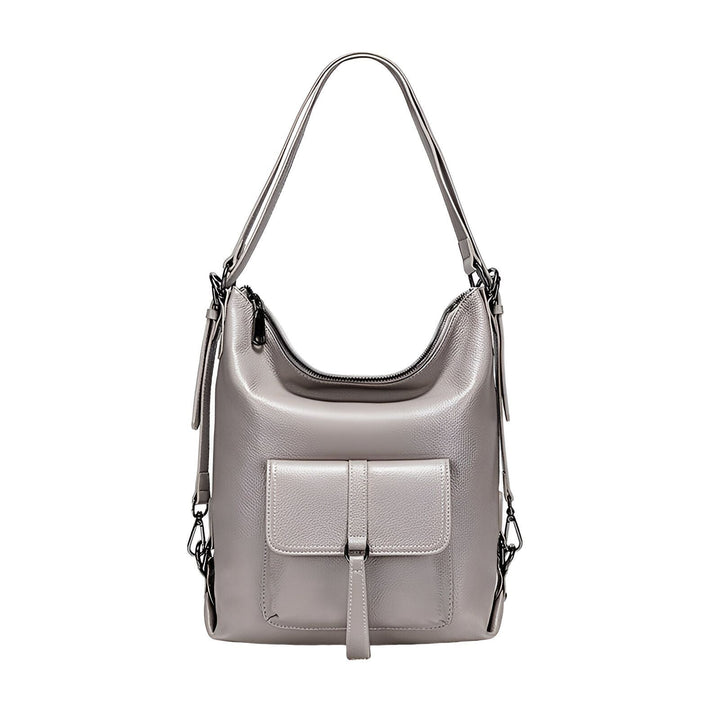 Sac convertible en cuir gris avec poche frontale, 46193840029920,46193840062688,46193840095456,46193840128224,46193840160992