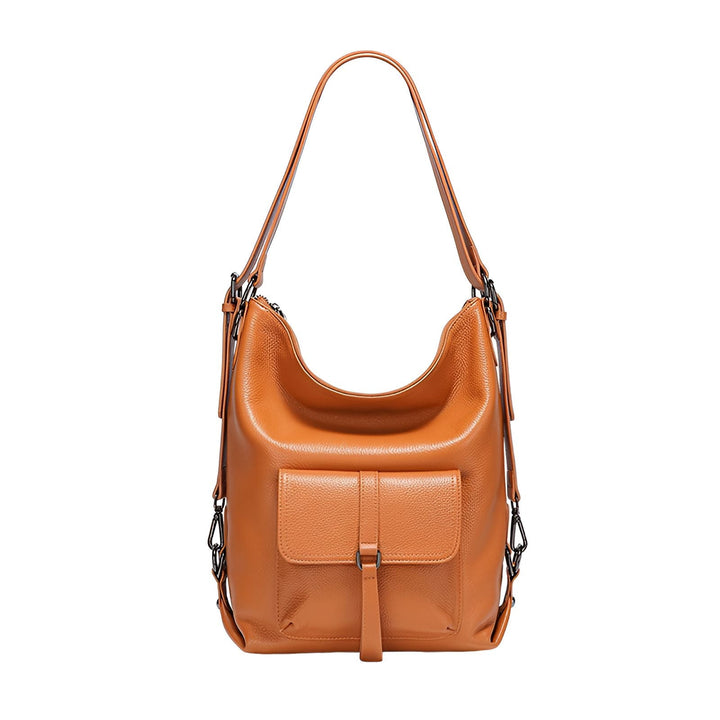 Sac hobo en cuir marron avec bandoulière et poche avant., 46193840029920,46193840062688,46193840095456,46193840128224,46193840160992