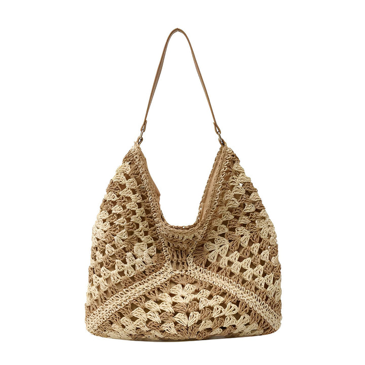 Sac tissé beige et marron avec anse, 46193948721376,46193948754144