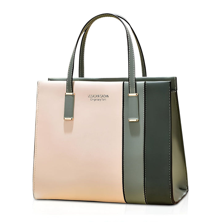 Sac à main tricolore VESASAN GAOHN rose pâle, gris et vert foncé, 46193873879264,46193873912032,46193873944800,46193873977568