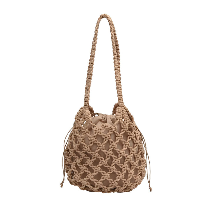 Sac en macramé beige avec intérieur en tissu et poignées tressées., 46193948557536,46193948590304