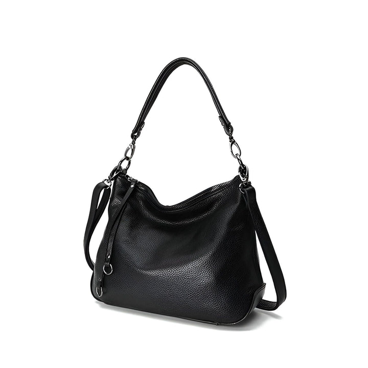 Sac à bandoulière noir en cuir grainé, 46193845993696,46193846026464,46193846059232,46193846092000,46193846124768