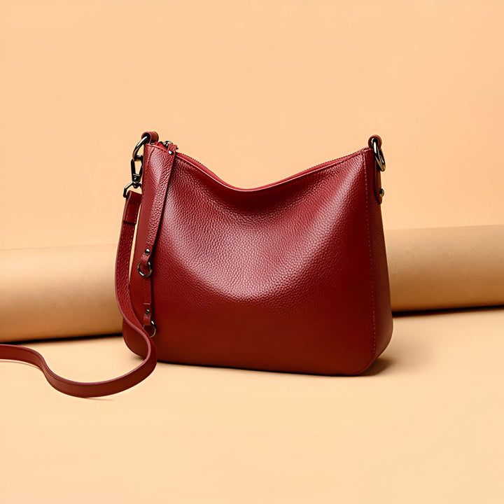 Sac à bandoulière en cuir grainé bordeaux, 46193845993696,46193846026464,46193846059232,46193846092000,46193846124768