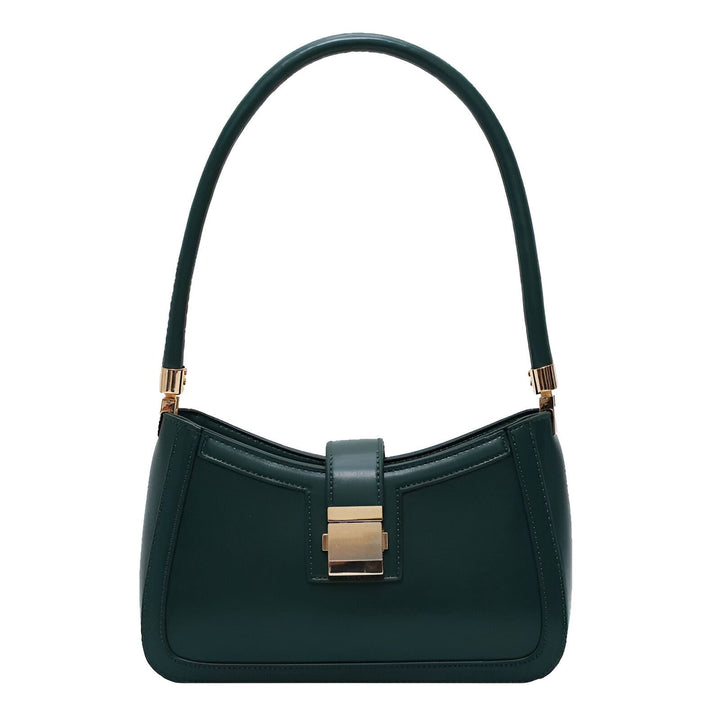Sac à main vert foncé avec anse simple et fermoir doré., 46193936236768,46193936269536,46193936302304,46193936335072