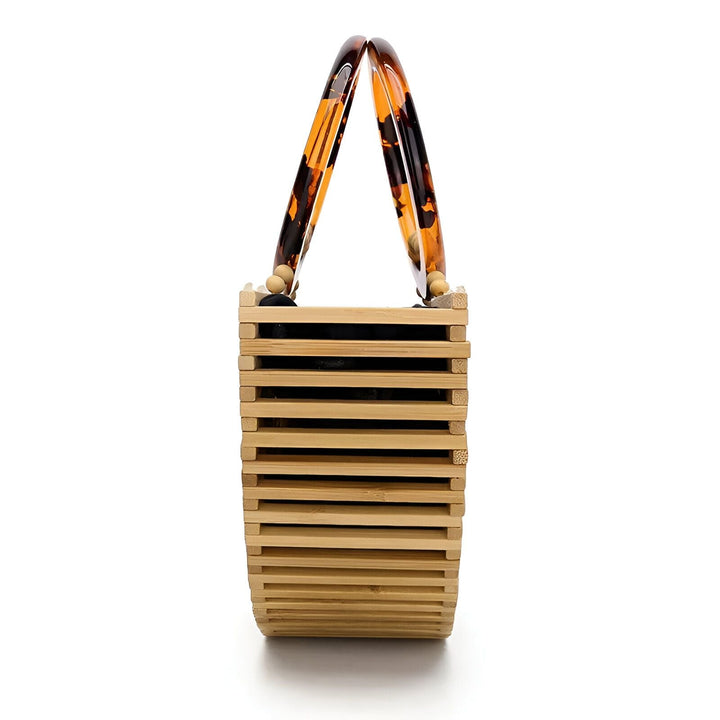 Sac à main en bois à lattes avec poignées motif écaille., 46194012651744,46194012684512