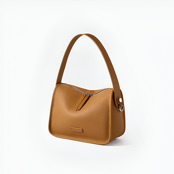 Sac à main en cuir grainé camel avec bandoulière, 46193851039968,46193851072736