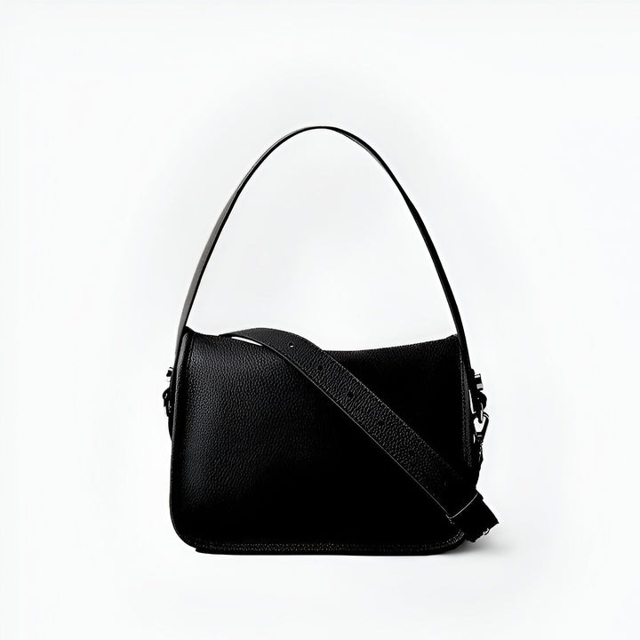 Sac à main noir en cuir texturé, 46193861820640