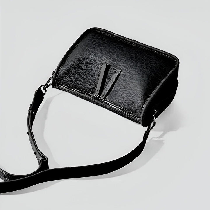 Sac bandoulière noir en cuir texturé, 46193861820640