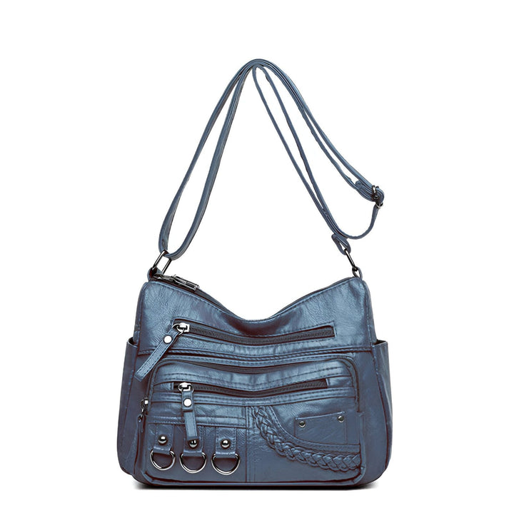 Sac bandoulière bleu gris pour femme avec multiples poches zippées et sangle réglable., 46194026643680,46194026676448,46194026709216,46194026741984,46194026774752,46194026807520
