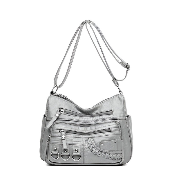 Sac bandoulière gris avec fermetures éclair multiples, 46194026643680,46194026676448,46194026709216,46194026741984,46194026774752,46194026807520