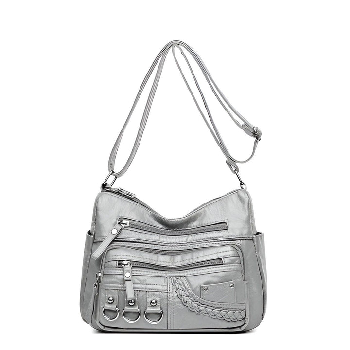 Sac bandoulière gris avec fermetures éclair multiples, 46194026643680,46194026676448,46194026709216,46194026741984,46194026774752,46194026807520