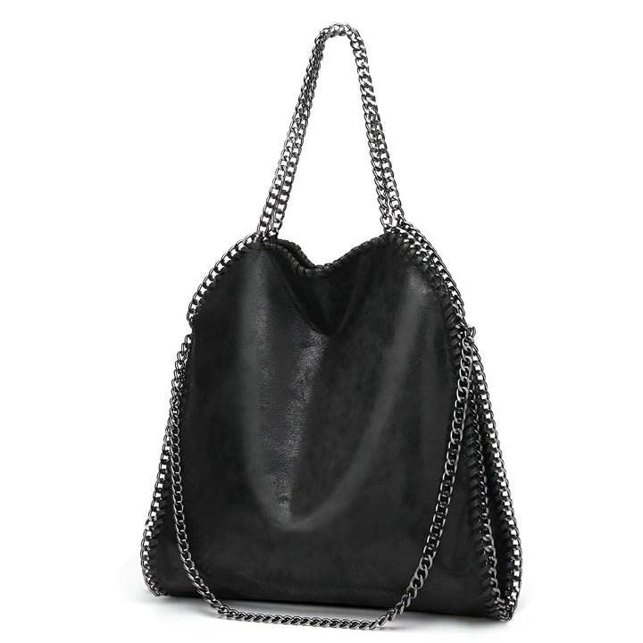 Sac noir avec anses et bordure chaîne, 46193949245664,46193949278432,46193949311200