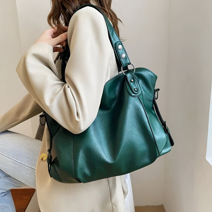 Sac cabas vert foncé porté sur l'épaule, 46193878466784,46193878499552,46193878532320